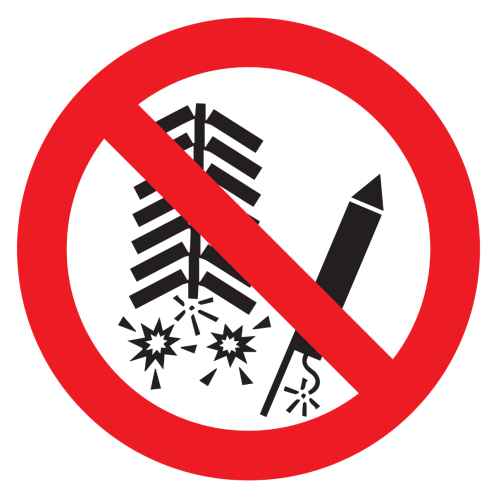 Bord met pictogram vuurwerk verboden