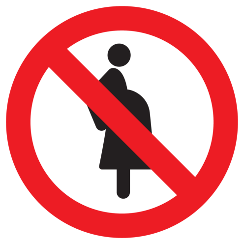 Bord met pictogram verboden voor vrouwen die zwanger zijn ISO7010 - P042