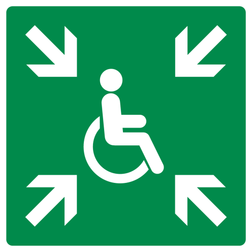 Bord met pictogram verzamelplaats mindervaliden ISO 7010