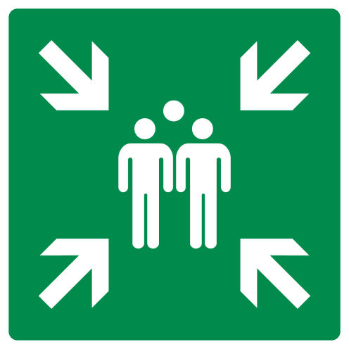 Bord met pictogram verzamelplaats ISO 7010