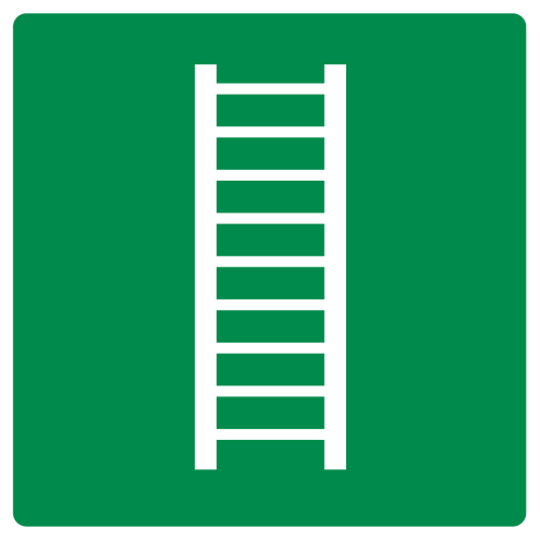Bord met pictogram vluchtladder groen ISO 7010
