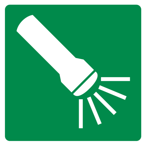 Bord met pictogram zaklamp