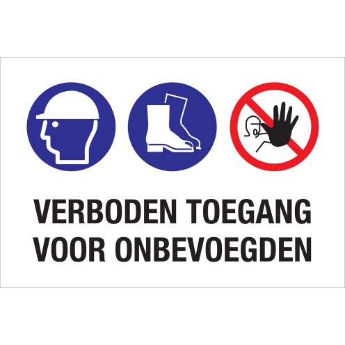 Bouwplaats Bord - Verboden Toegang voor Onbevoegden - ISO7010 pictogrammen