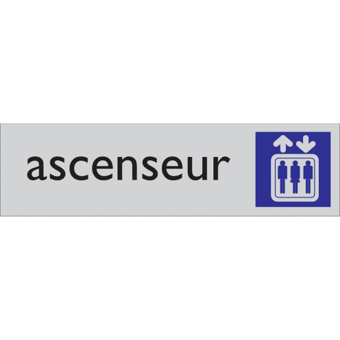 Zelfklevend deurbordje Ascenseur aluminium look