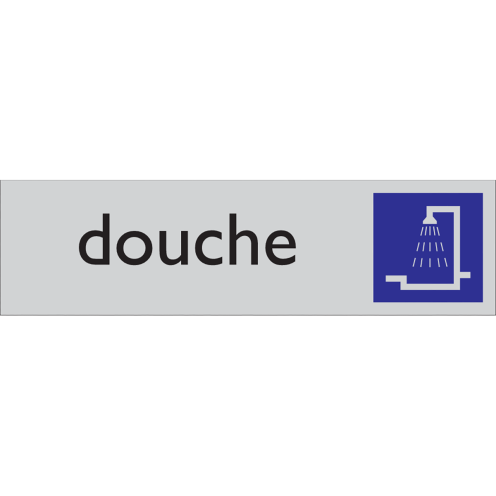 Zelfklevend deurbordje Douche aluminium look