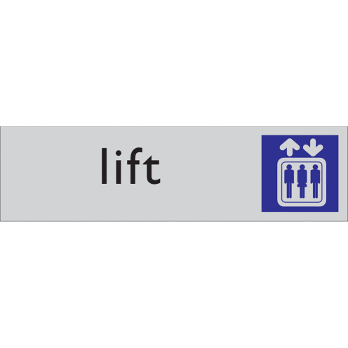 Zelfklevend deurbordje Lift aluminium look