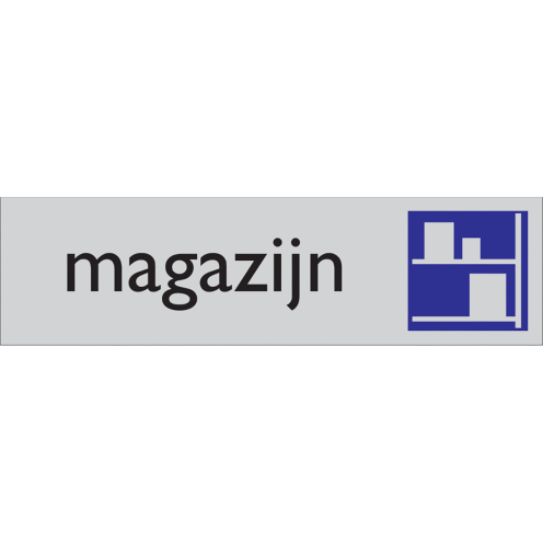 Zelfklevend deurbordje Magazijn aluminium look
