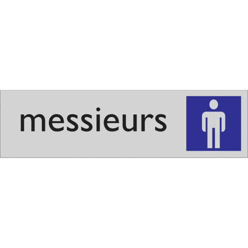 Zelfklevende deurbordje Messieurs aluminium look