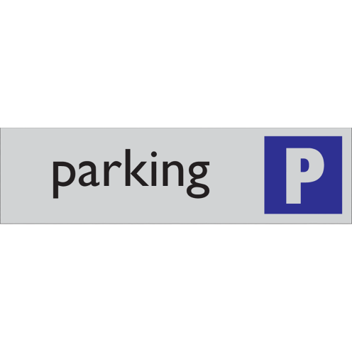Zelfklevend deurbordje Parking aluminium look