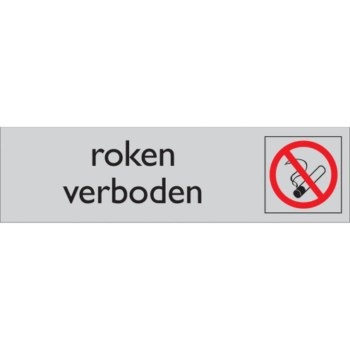 Deurbordje Roken Verboden aluminium look