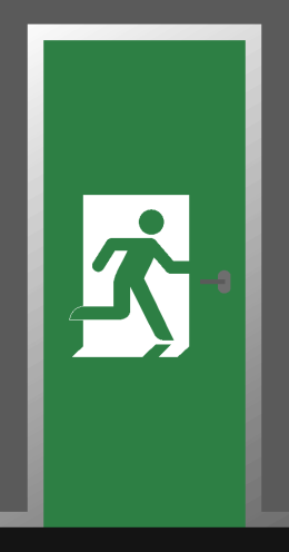 Deursticker "Nooduitgang rechts" - ISO 7010