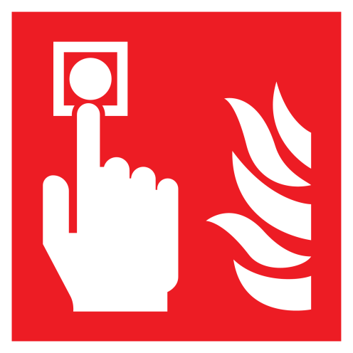 Dubbelzijdig Bord met pictogram van een handmelder met vlam