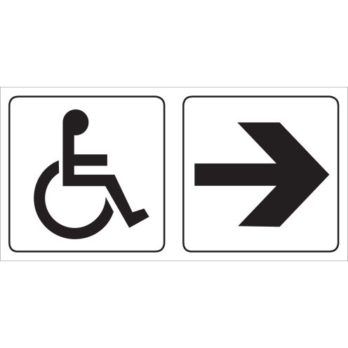 Dubbelzijdig bord met pictogram mindervalide links/rechts