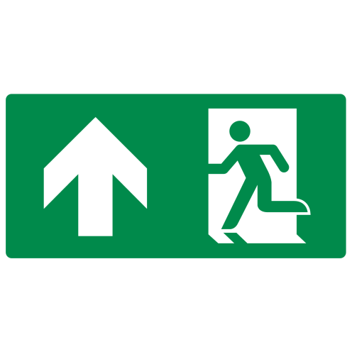 Forex bord met pictogram nooduitgang rechtdoor linkerhand