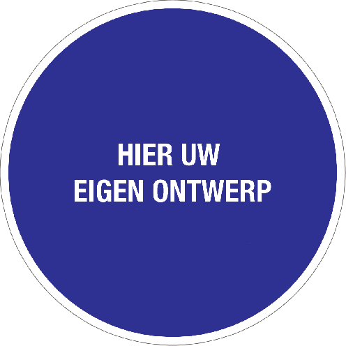 Gebodssticker met Eigen Tekst - blauwe sticker met witte tekst