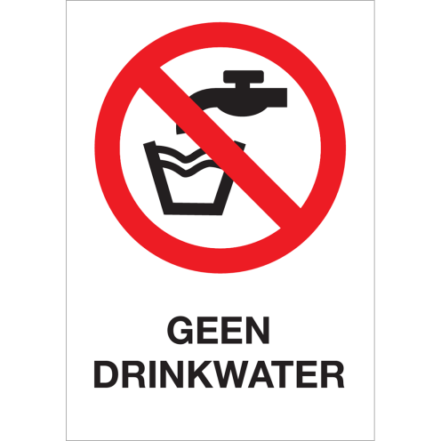 Geen drinkwater Bord met pictogram en tekst volgens ISO7010