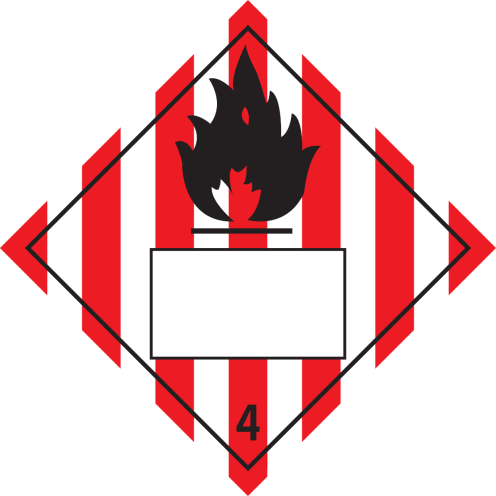 Gevaarsetiket Brandbare Vaste Stoffen 4.1 - sticker met un nummer - ADR, ADN, IMO, IMDG, RID en IATA
