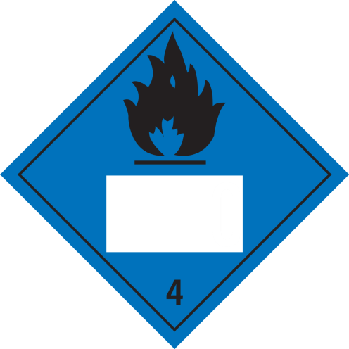 Gevaarsetiket Gevaarlijk voor contact met water 4.3 - sticker met un nummer - ADR, ADN, IMO, IMDG, RID en IATA