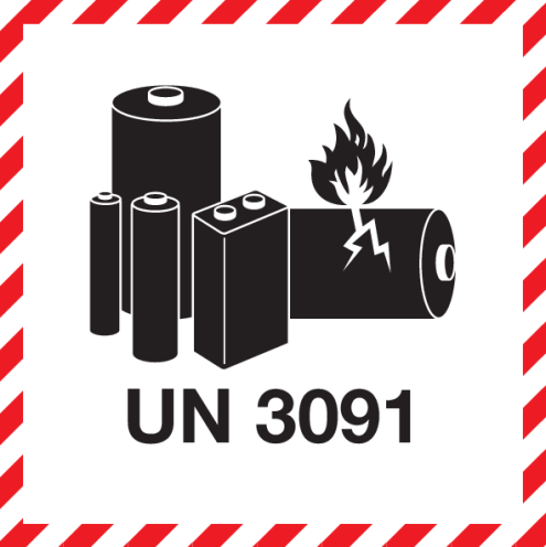 Gevaarsetiket voor Lithium Metaal Batterijen UN 3091 - Sticker Label IATA