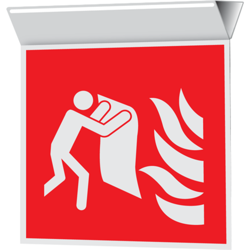 Haaks Plafond Bord Blusdeken met vlam ISO7010