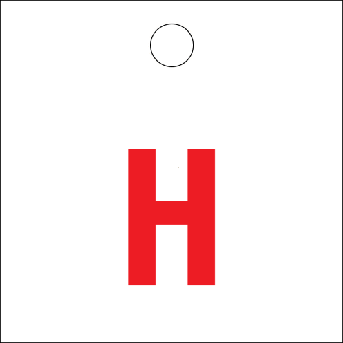 Wit/rood identificatielabel met letter