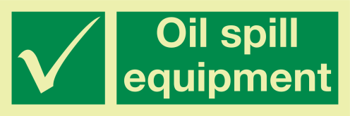 Fotoluminescerende sticker met IMO pictogram en tekst Olie Lekkage Materiaal