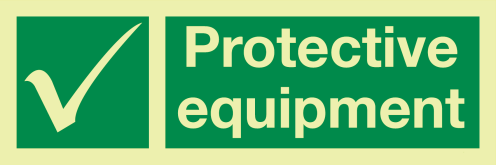 Fotoluminescerende sticker met IMO pictogram en tekst Beschermingsmateriaal
