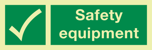 Fotoluminescerende sticker met IMO pictogram en tekst Veiligheidsmateriaal