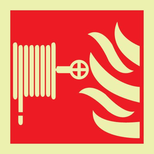 IMO Sign met pictogram van een brandslanghaspel / Fire Hose Reel