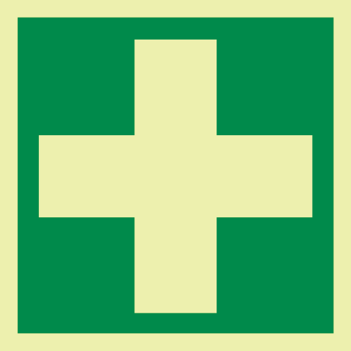 Fotoluminescerende sticker met IMO pictogram eerste hulp