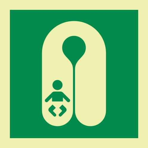 Fotoluminescerende sticker met IMO pictogram reddingsvest voor baby's