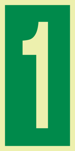 Fotoluminescerende sticker met IMO cijfer