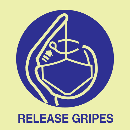 Fotoluminescerende sticker met IMO Sign Release Gripes