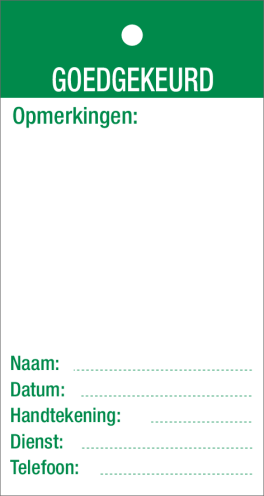 Inspectietag Goedgekeurd (NL) - PVC Label