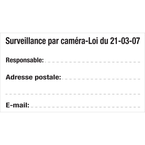 Sticker met tekst voor het invullen van adresgegeven voor de camerabewaking