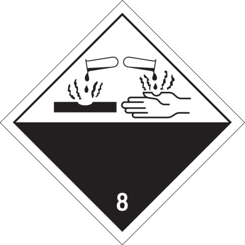 Magneet Bord Bijtende Stoffen 8 - ADR, ADN, IMO, IMDG, RID en IATA
