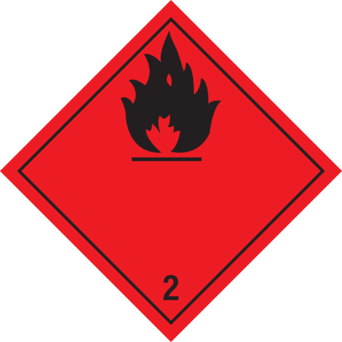 Magneet bord brandbare gassen 2.1 - ADR, ADN, IMO, IMDG, RID en IATA
