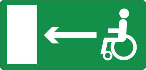Sticker met pictogram Nooduitgang mindervalide links 