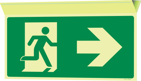 Fotoluminescerend haaks bord met pictogram nooduitgang links/rechts ISO 7010