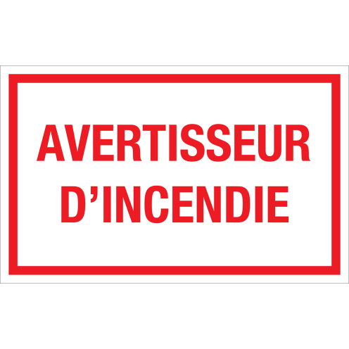 Panneau Avertisseur d'incendie - blanc avec texte rouge