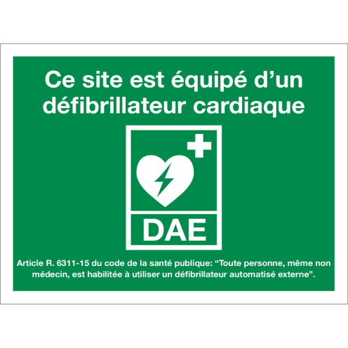 Bord met pictogram en tekst DAE volgens ISO 7010