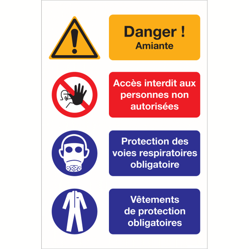 Panneau Danger! Amiante - Accès Interdit