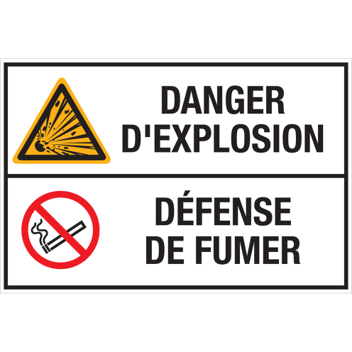 Panneau Danger d'explosion - Défense de fumer