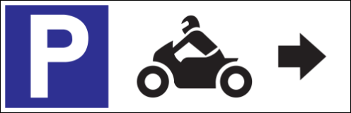 Parkeerbord "Motoren rechts" Dibond 340x110mm