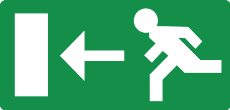 Sticker met pictogram nooduitgang links