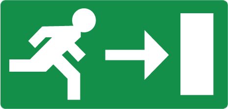 Bord met pictogram nooduitgang rechts