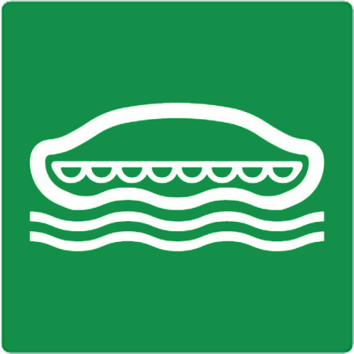 Bord met pictogram overlevingsboot ISO 7010