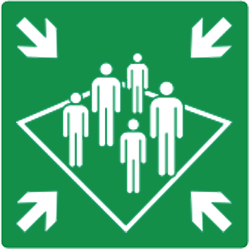 Bord met pictogram verzamelplaats schip ISO 7010