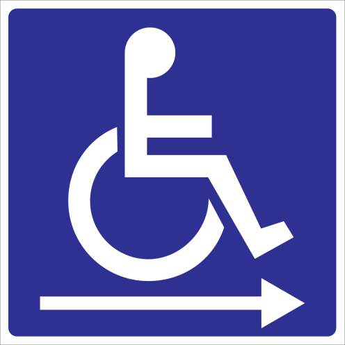 Raamsticker met pictogram voor aanduiden richting ruimte mindervaliden