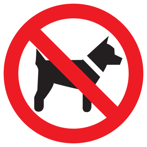 Sticker met pictogram Honden verboden ISO7010 - P021 (Raamsticker)
